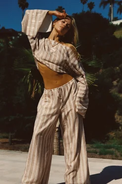Online Clear Breeze Striped Chiffon Pants Pants|Sets