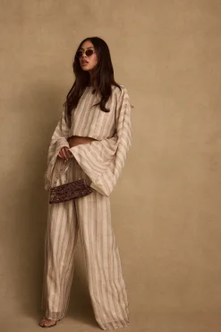 Online Clear Breeze Striped Chiffon Pants Pants|Sets
