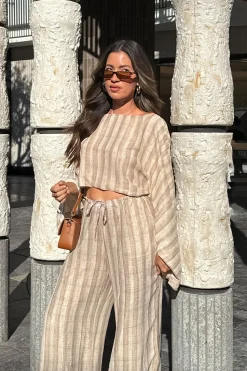 Online Clear Breeze Striped Chiffon Pants Pants|Sets