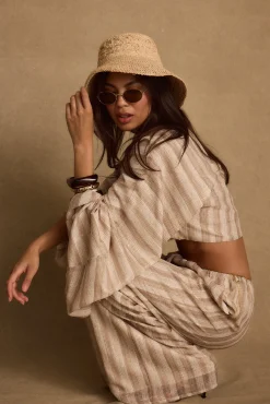 Online Clear Breeze Striped Chiffon Top Honeymoon|Sets