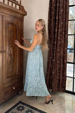 Fashion Clemente Blue Textured Maxi Dress Seashells + Wedding Bells|Day Dresses