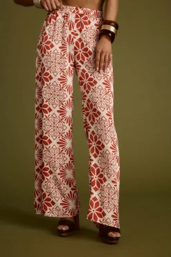 Discount Cubana Rust Satin Pants Pants|Sets