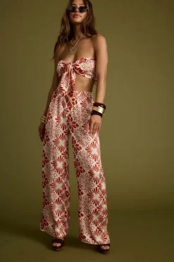 Discount Cubana Rust Satin Pants Pants|Sets