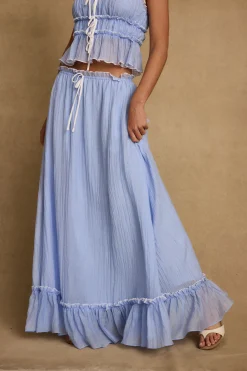 Best Dahlia Blue Maxi Skirt Skirts|Sets