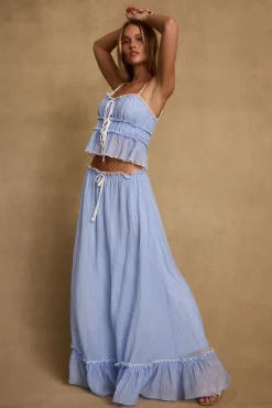 Best Dahlia Blue Maxi Skirt Skirts|Sets