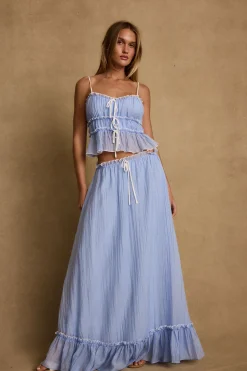 Best Dahlia Blue Maxi Skirt Skirts|Sets