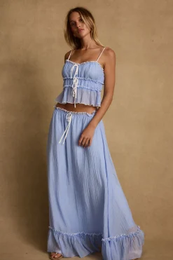Best Dahlia Blue Maxi Skirt Skirts|Sets