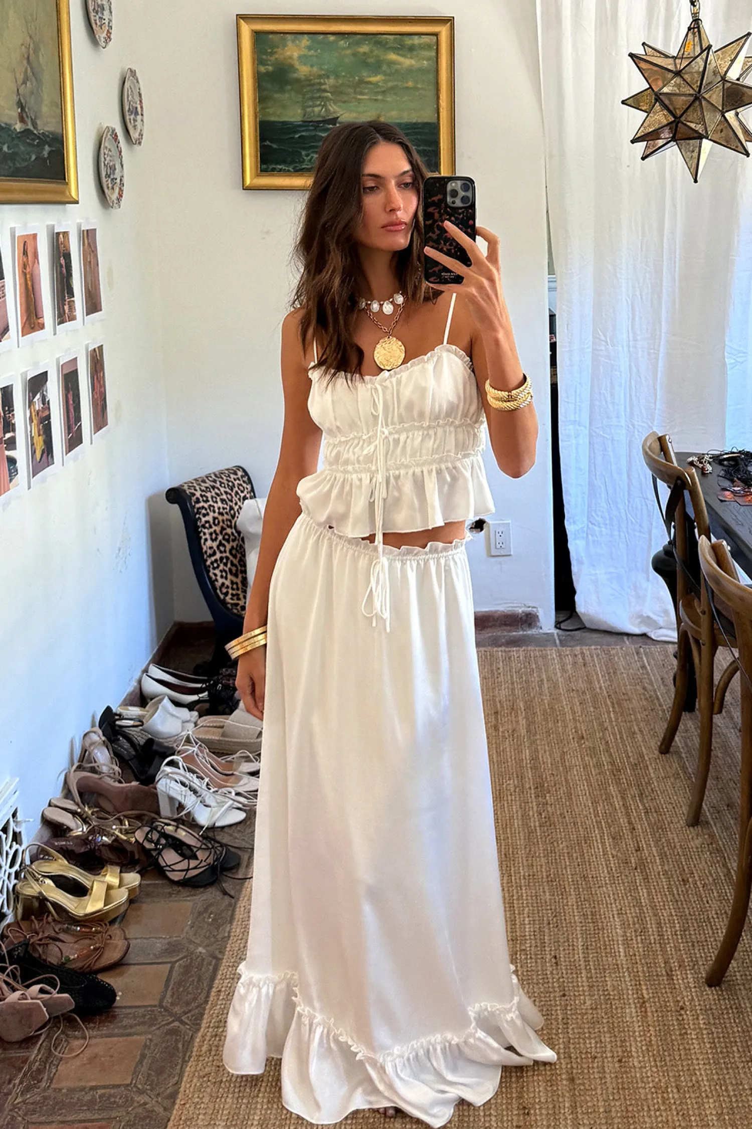 Fashion Dahlia White Satin Maxi Skirt Date Night Bottoms|Going Out Bottoms