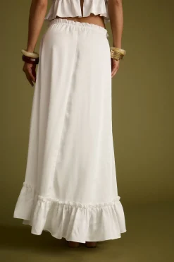 Fashion Dahlia White Satin Maxi Skirt Date Night Bottoms|Going Out Bottoms