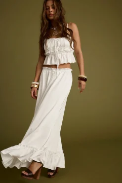 Fashion Dahlia White Satin Maxi Skirt Date Night Bottoms|Going Out Bottoms