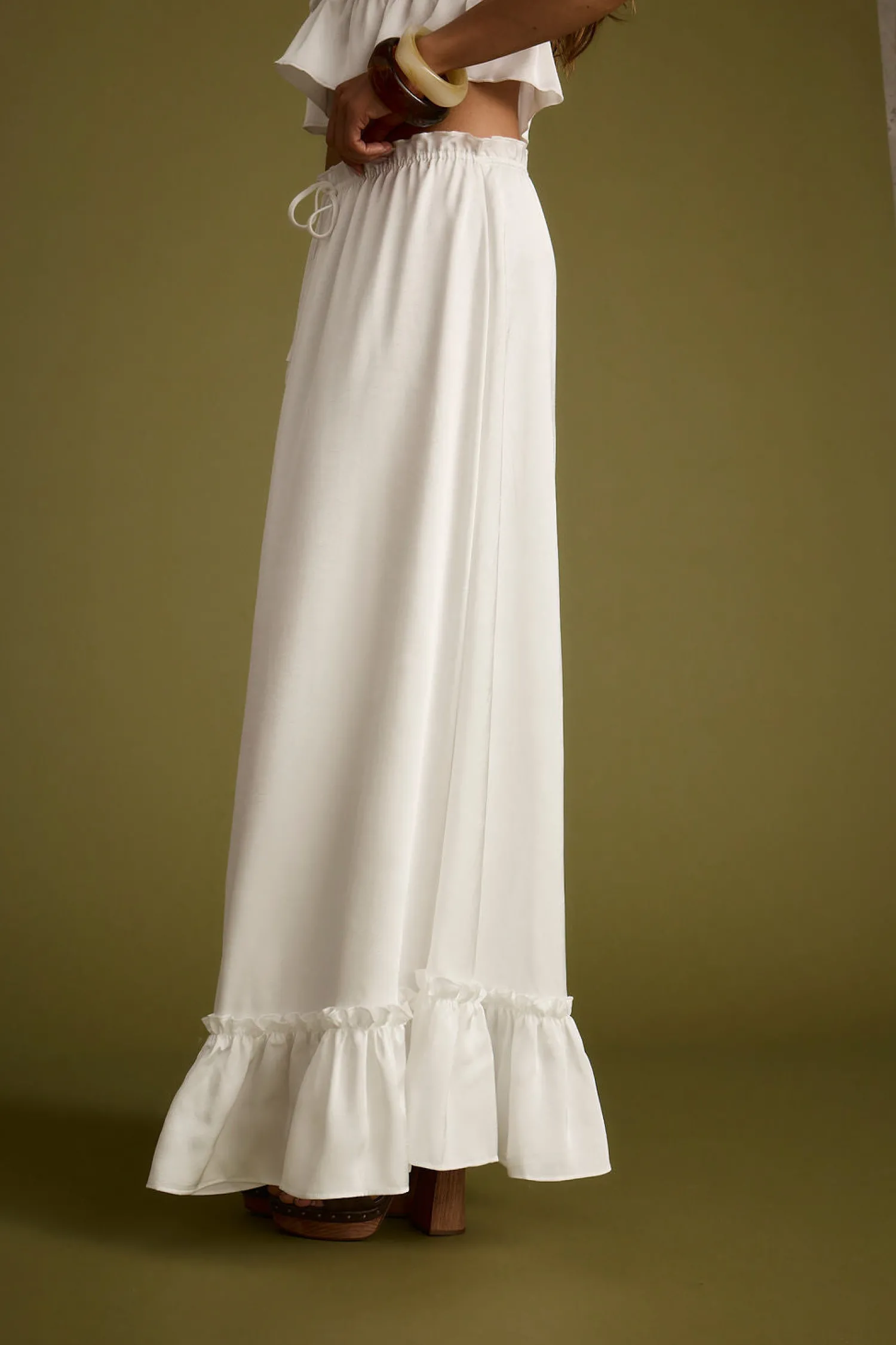Fashion Dahlia White Satin Maxi Skirt Date Night Bottoms|Going Out Bottoms