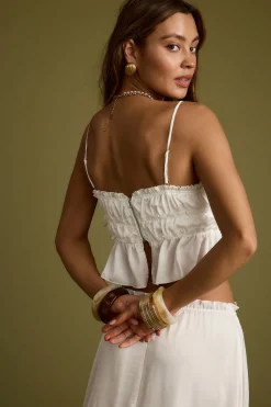 Outlet Dahlia White Satin Tank Date Night Tops|Sets