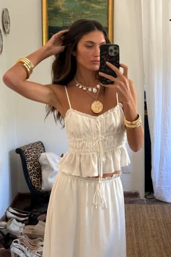 Outlet Dahlia White Satin Tank Date Night Tops|Sets