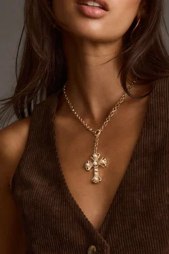 Online Daniela Gold Pearl Cross Necklace Jewelry|Golden Hour Bachelorette