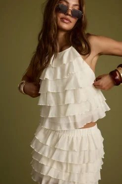 Best Dayana Ivory Ruffle Halter Top Bridal Tops|Sets