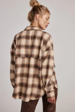 Fashion Devin Brown Fringe Shacket Jackets
