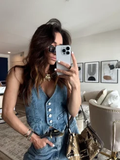 Outlet Diane Blue Denim Vest Going Out Tops|Tees + Tanks