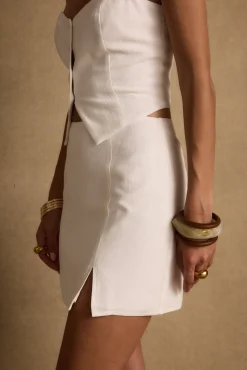 Outlet Diane White Linen Mini Skirt Bridal Bottoms|Skirts