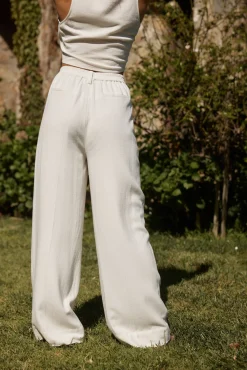 Hot Diane White Linen Trouser Work Wear Bottoms|Bridal Bottoms