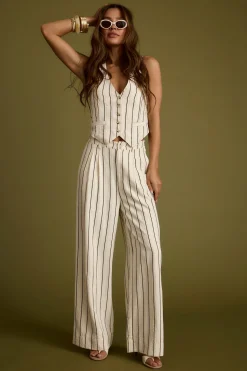 Sale Diane White Striped Trousers Pants|Sets