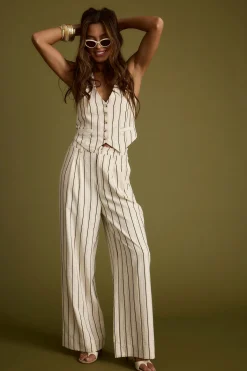 Sale Diane White Striped Trousers Pants|Sets