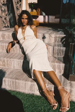 New Divine Ivory Shell Embellished Midi Dress The White Edit|Golden Hour Bachelorette