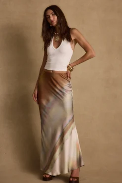 Discount Dolce Golden Ombre Satin Maxi Skirt Date Night Bottoms|Skirts