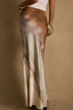 Discount Dolce Golden Ombre Satin Maxi Skirt Date Night Bottoms|Skirts