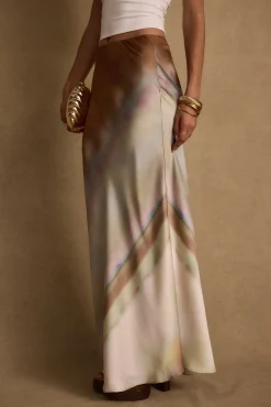 Discount Dolce Golden Ombre Satin Maxi Skirt Date Night Bottoms|Skirts