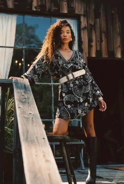 New Donna Black And White Floral Mini Dress Day Dresses|Mini Dresses