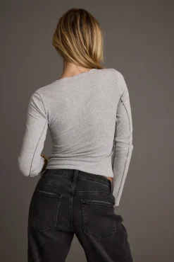 Clearance Drifter Grey Seamed Longsleeve Top Long Sleeves