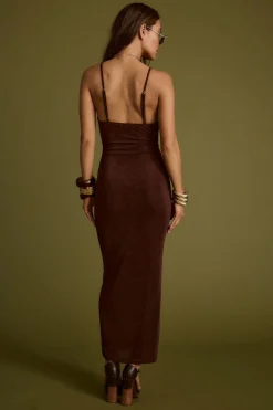 Best Elena Brown Slinky Dress Seashells + Wedding Bells|Party Dresses