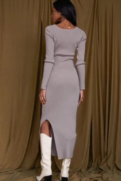 Hot Eliana Taupe Midi Sweater Dress Day Dresses|Midi Dresses