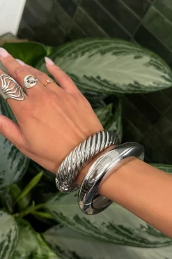 Discount Elsa Set of 2 Silver Bangles Jewelry