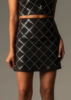 Hot Emily Rhinestone Embellished Mini Skirt Going Out Bottoms|Skirts