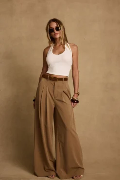 New Emily White Ribbed Halter Top Tees + Tanks|The White Edit