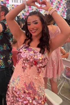 Discount Emmy Pink Disco Sequin Mini Dress Festival Dresses|Festival Dresses