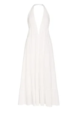Outlet Esperanza White Halter Linen Maxi Dress The White Edit|Seashells + Wedding Bells