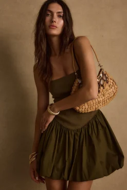 Clearance Eternal Olive Bubble Hem Mini Dress Date Night Dresses|Day Dresses