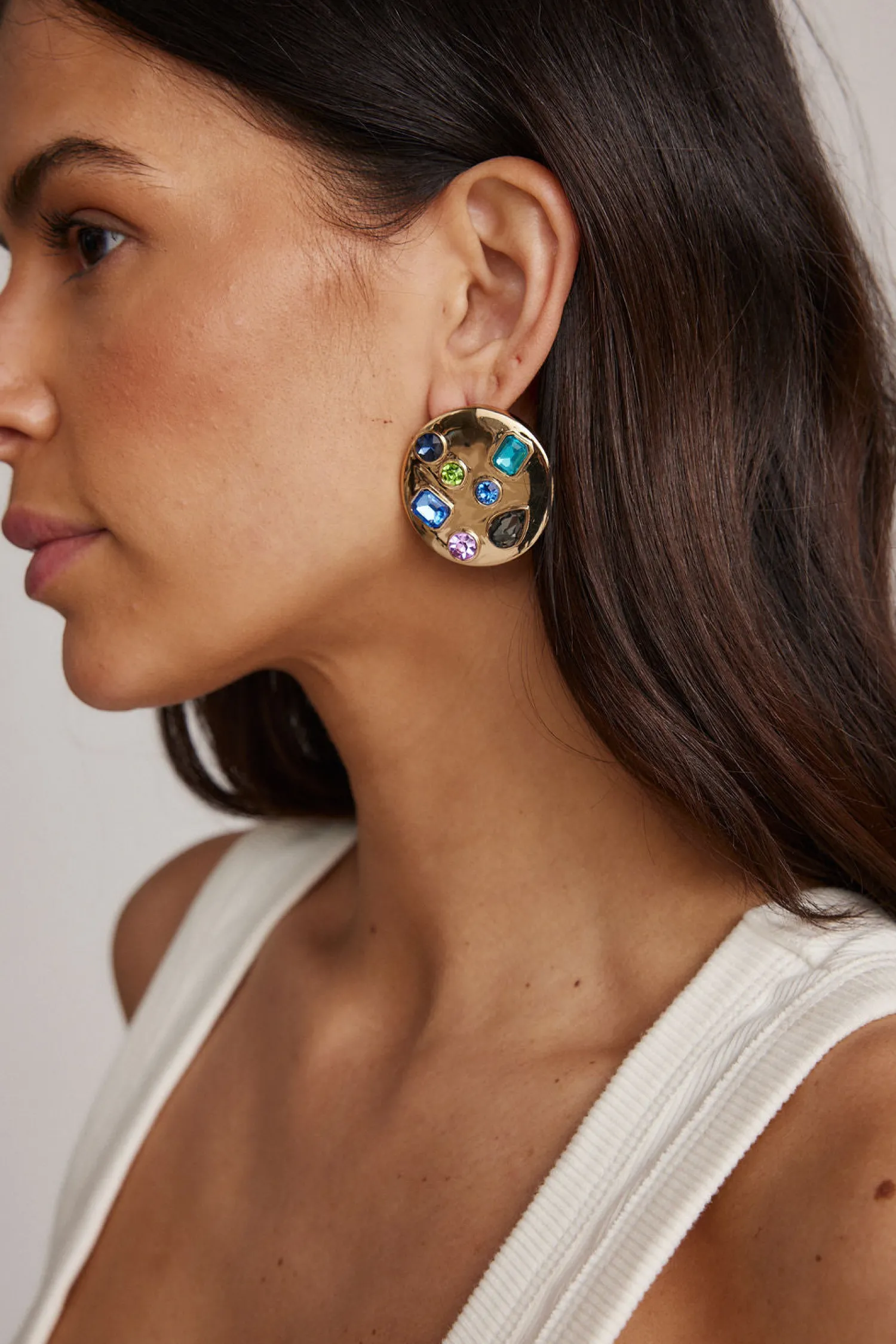 New Evie Multicolored Gold Circle Earrings Jewelry|Festival Shoes + Accessories
