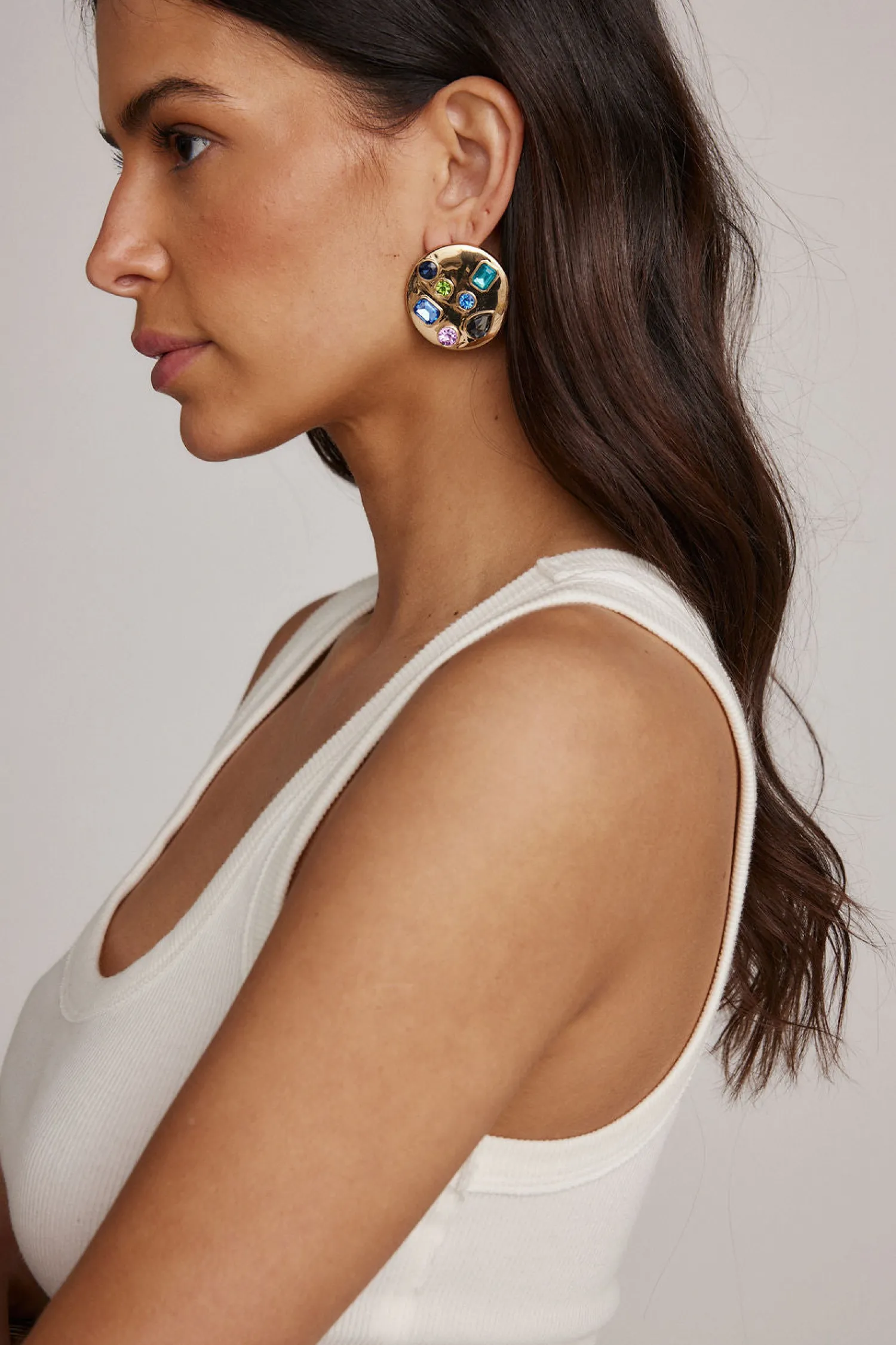 New Evie Multicolored Gold Circle Earrings Jewelry|Festival Shoes + Accessories