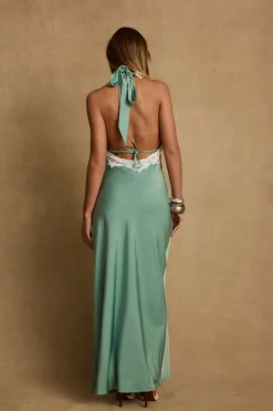 Clearance Fiorella Lace Satin Midi Dress Date Night Dresses|Vacation Dresses