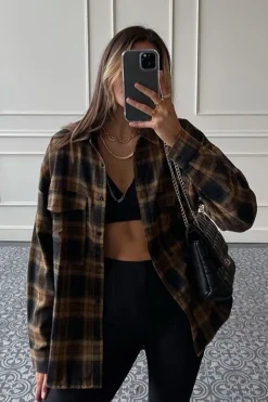 Discount Fireside Mocha Plaid Flannel Outerwear|Jackets