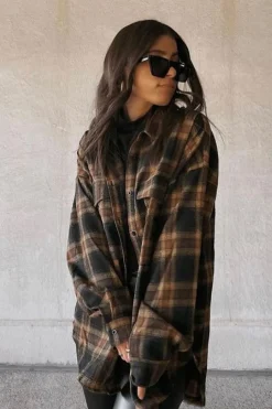 Discount Fireside Mocha Plaid Flannel Outerwear|Jackets