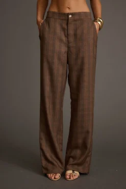 Fashion Franklin Tan Checkered Pant Work Wear Bottoms|Pants