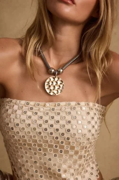 Hot Frida Silver and Gold Statement Necklace Jewelry|Golden Hour Bachelorette