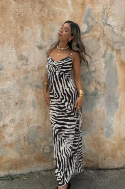 Hot Gianna Zebra Cowl Neck Chiffon Maxi Dress Vacation Dresses|Vacation Dresses