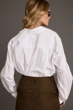 Online Gisele White Poplin Button Down Workwear Tops|Long Sleeves