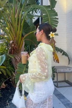 Discount Guilliana Yellow Ruffle Blouse Long Sleeves|Vacation Tops