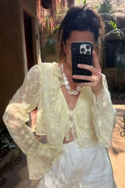 Discount Guilliana Yellow Ruffle Blouse Long Sleeves|Vacation Tops